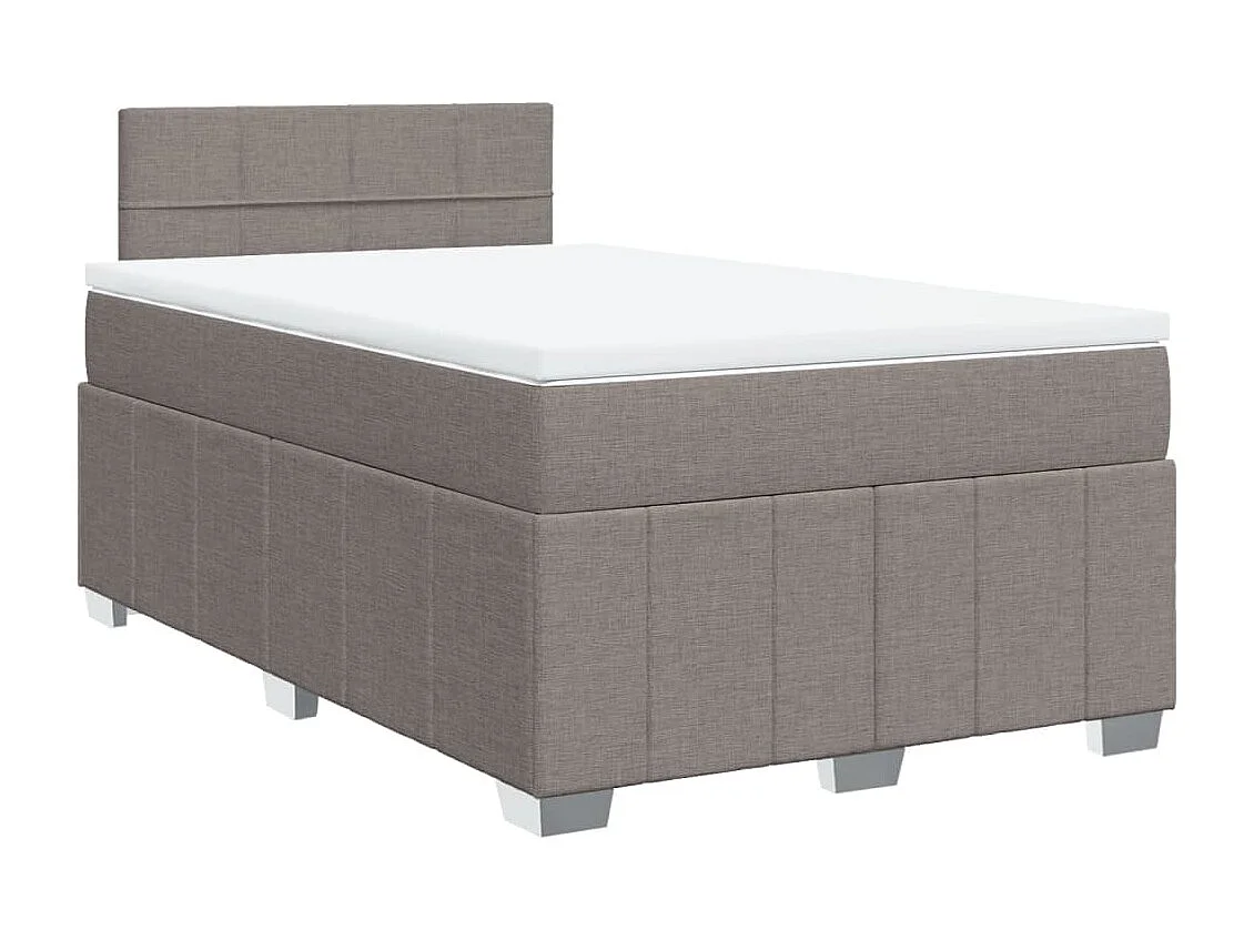 Cama box spring con colchón tela gris taupe 120x190 cm