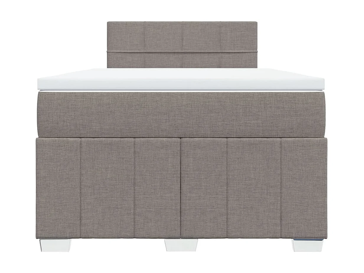 Cama box spring con colchón tela gris taupe 120x190 cm