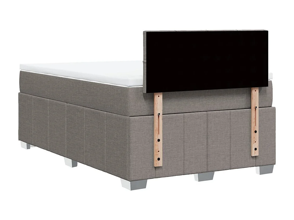 Cama box spring con colchón tela gris taupe 120x190 cm