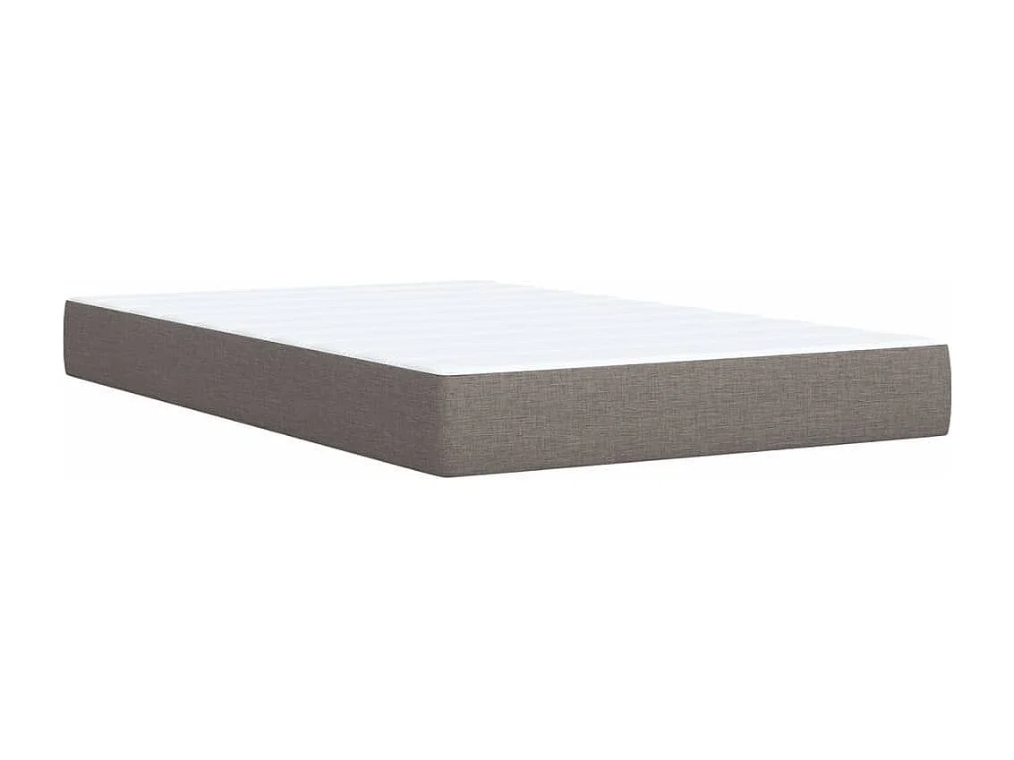 Cama box spring con colchón tela gris taupe 120x190 cm