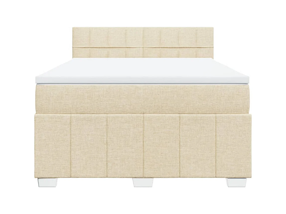Cama box spring con colchón tela color crema 160x200 cm