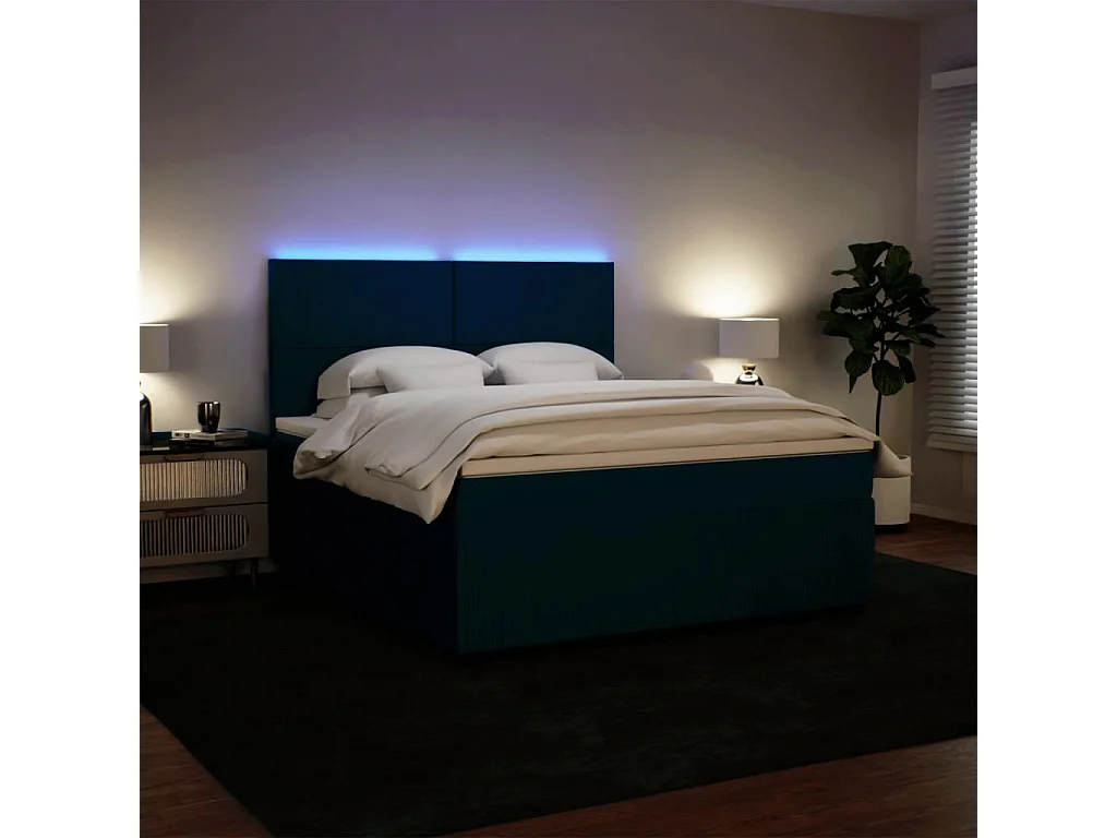 Boxspring met matras fluweel blauw 180x200 cm
