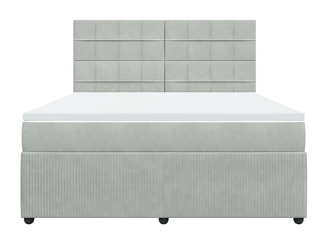 Cama com molas/colchão 180x200 cm veludo cinzento-claro