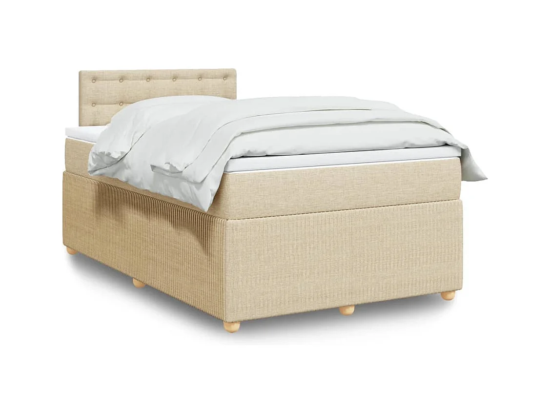 Sommier à lattes de lit avec matelas Crème 120x200 cm Tissu