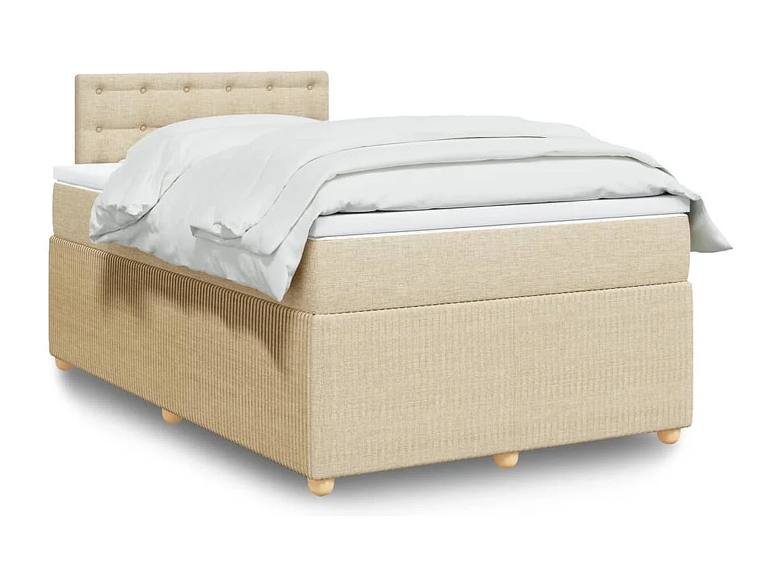Sommier à lattes de lit avec matelas Crème 120x200 cm Tissu