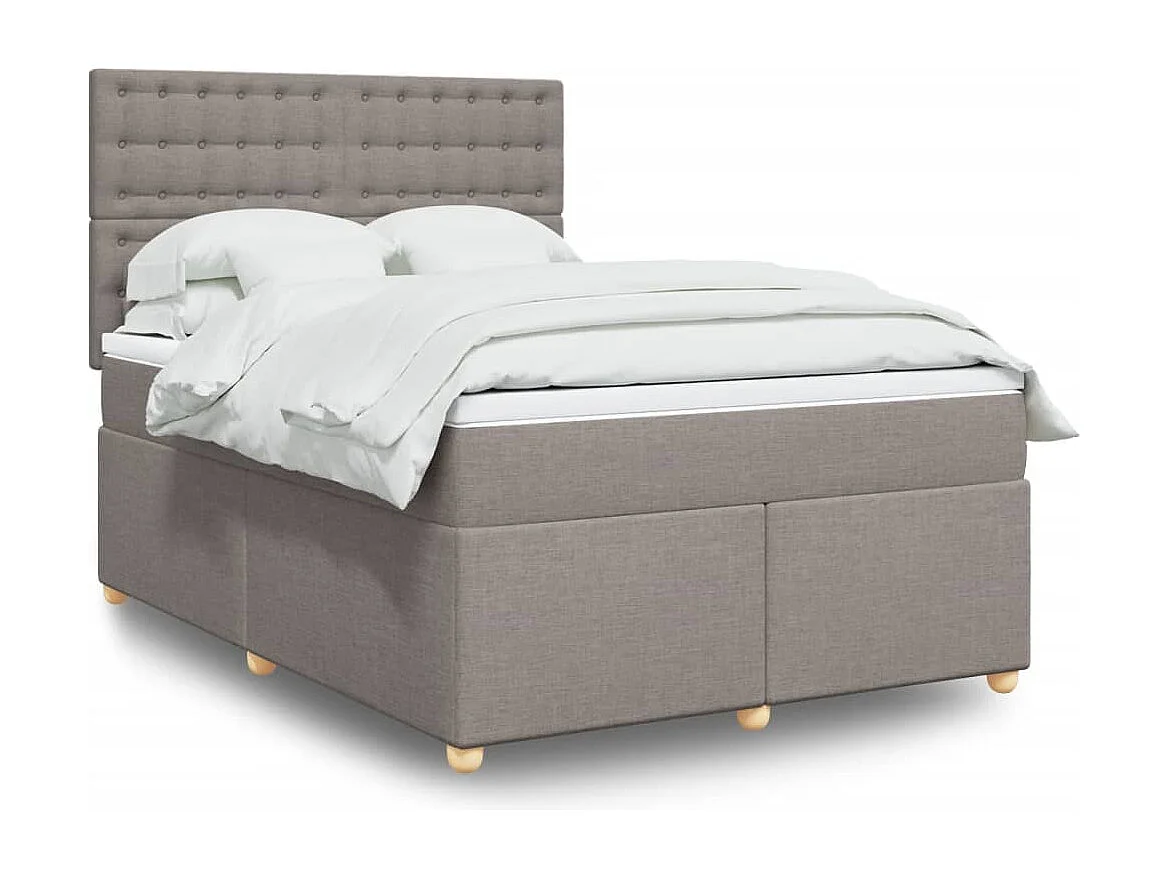 Sommier à lattes de lit avec matelas Taupe 140x190 cm Tissu