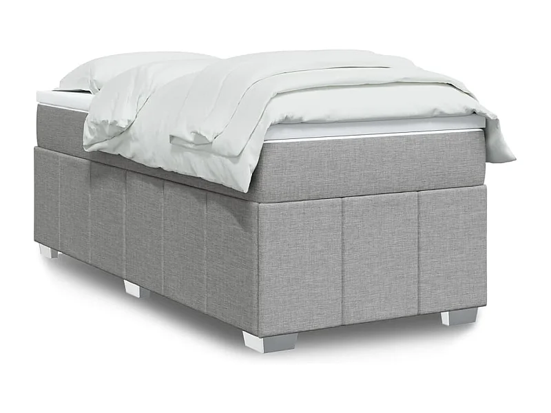 Cama box spring con colchón tela gris claro 90x190 cm