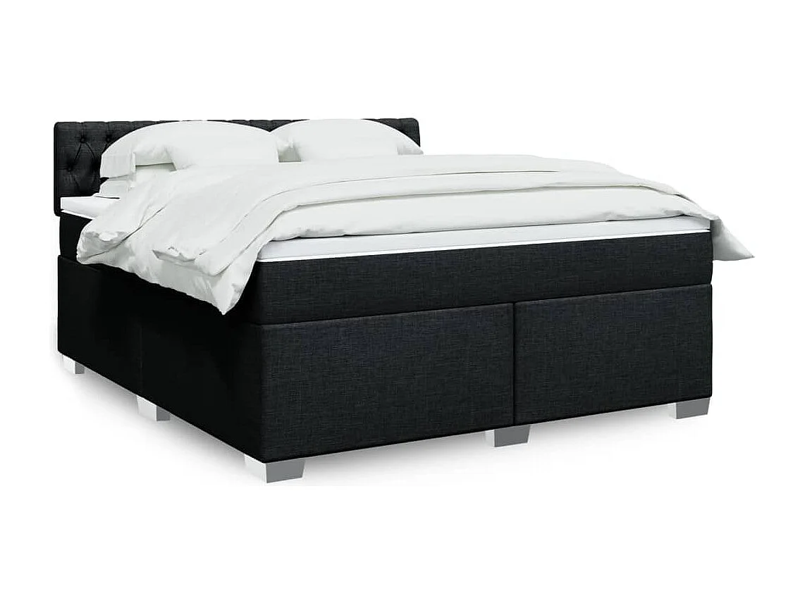 Sommier à lattes de lit avec matelas Noir 180x200 cm Tissu