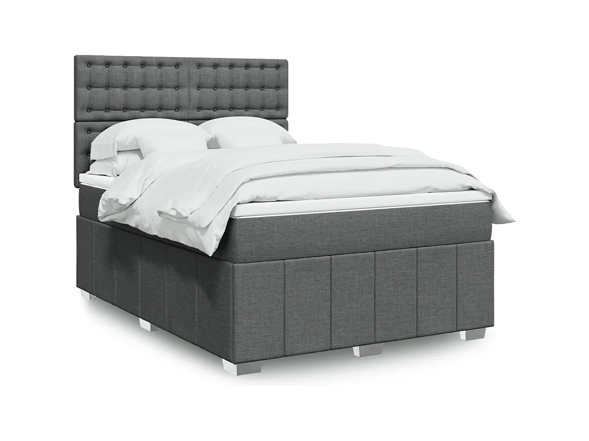 Sommier à lattes de lit avec matelas Gris foncé 140x190cm Tissu