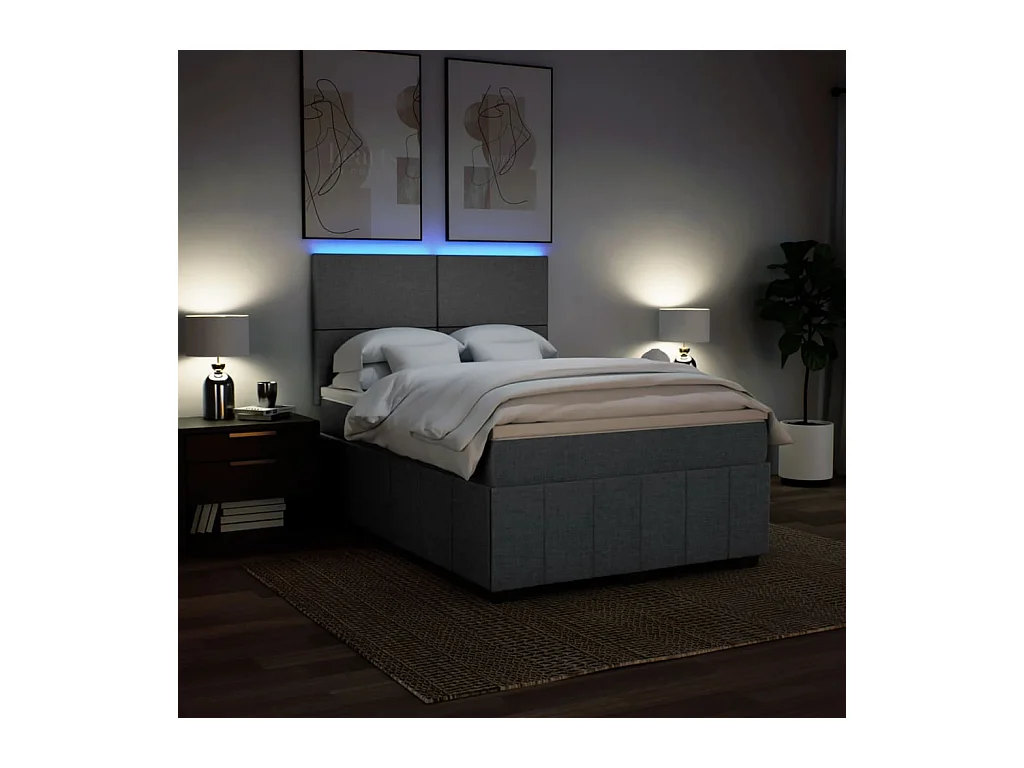 Sommier à lattes de lit avec matelas Gris foncé 160x200cm Tissu