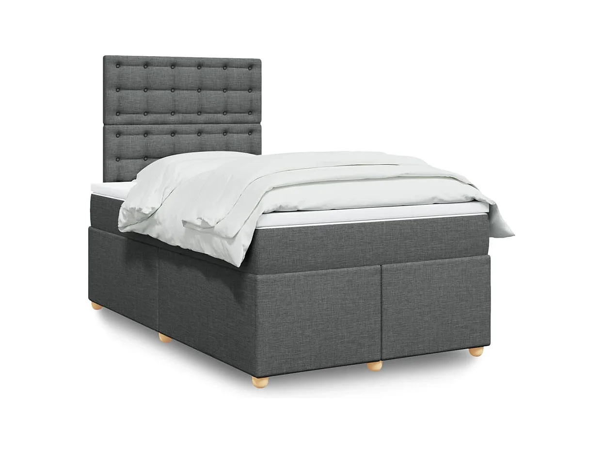 Sommier à lattes de lit avec matelas Gris foncé 120x200cm Tissu