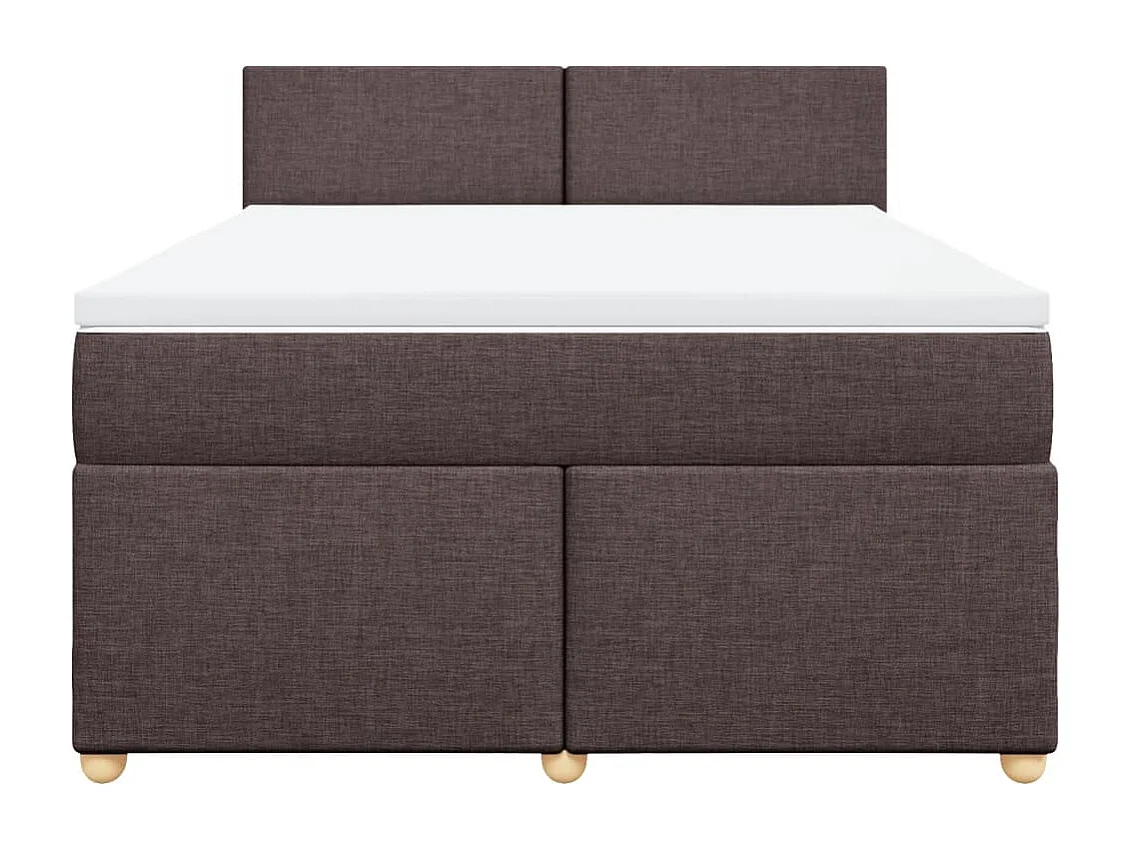 Cama box spring con colchón tela marrón oscuro 140x200 cm