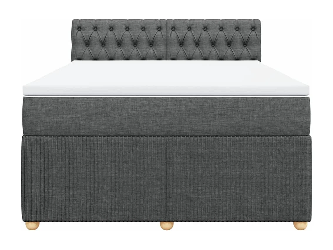Boxspring met matras stof donkergrijs 140x190 cm