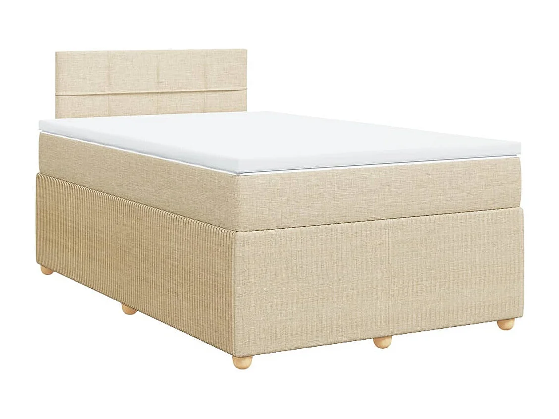 Cama box spring con colchón tela color crema 120x190 cm