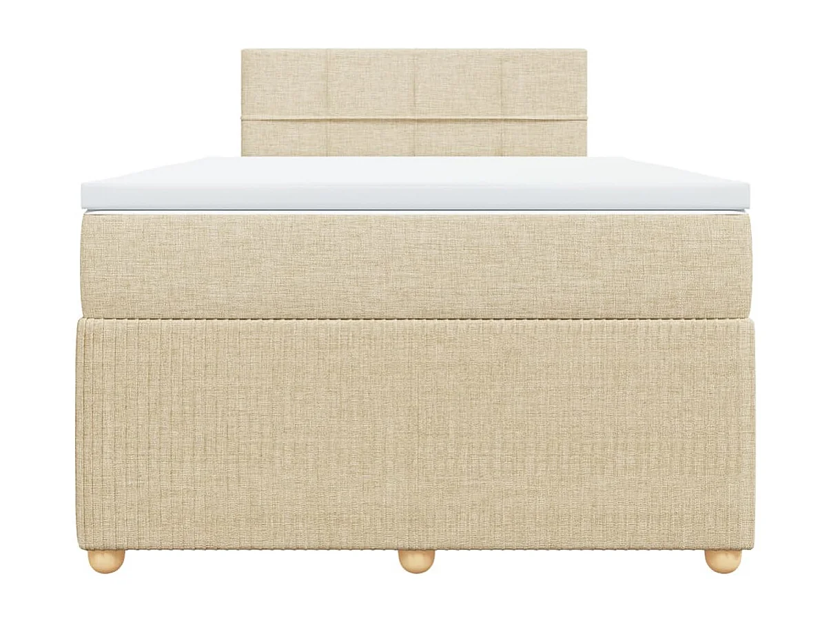 Cama box spring con colchón tela color crema 120x190 cm