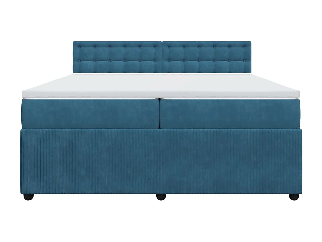 Cama box spring con colchón terciopelo azul 200x200 cm