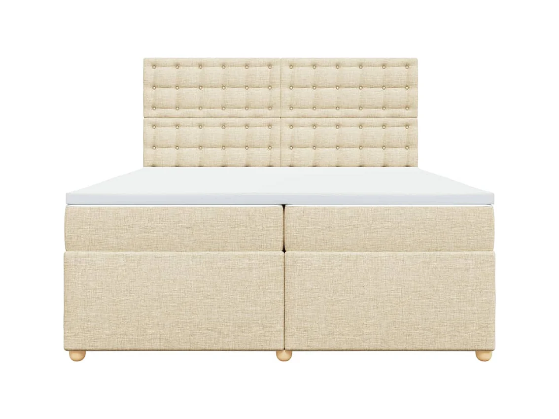 Cama box spring con colchón tela color crema 200x200 cm