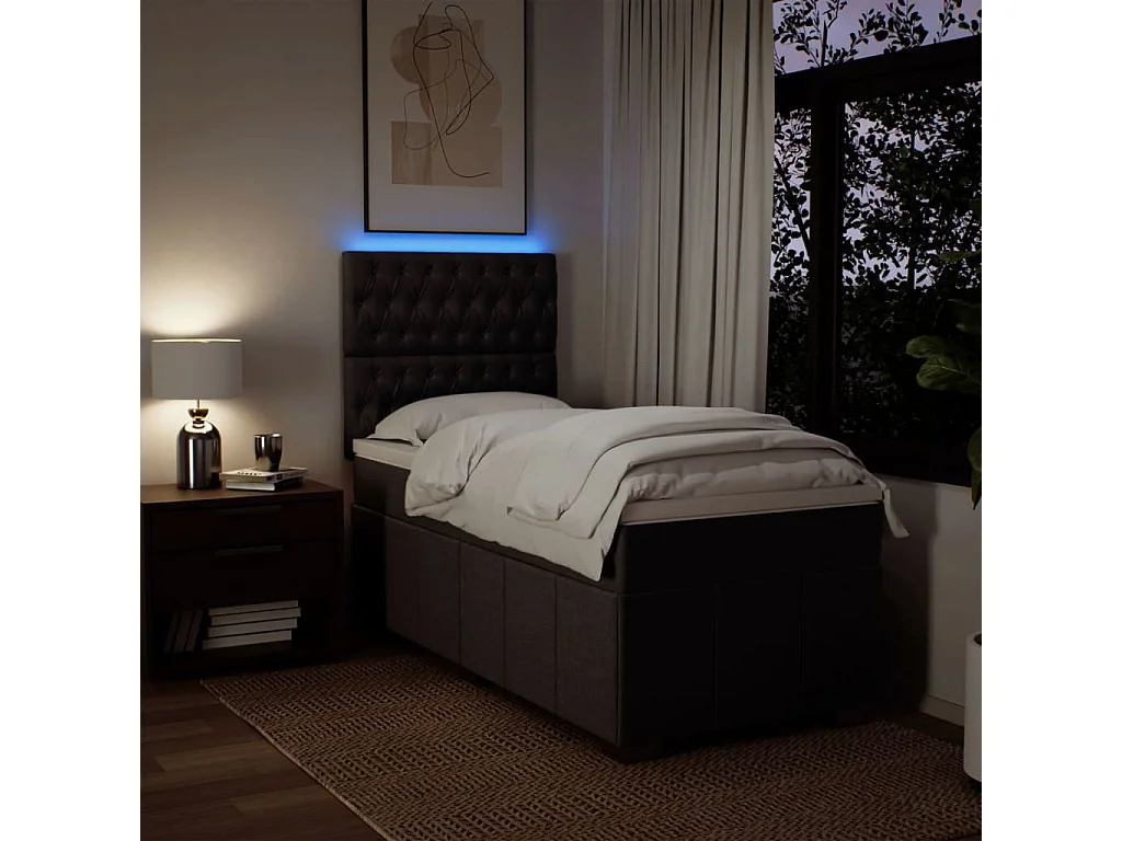 Sommier à lattes de lit avec matelas Marron foncé 100x200 cm