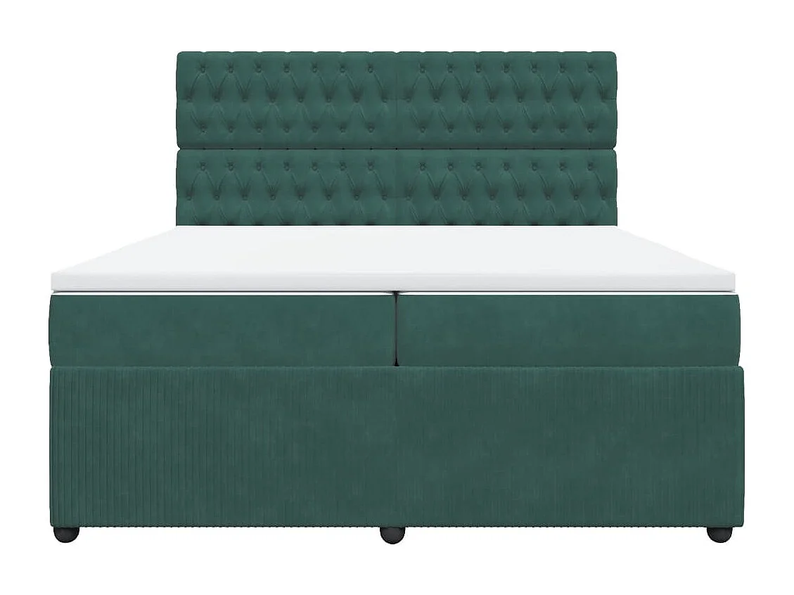 Cama com molas/colchão 200x200 cm veludo verde-escuro