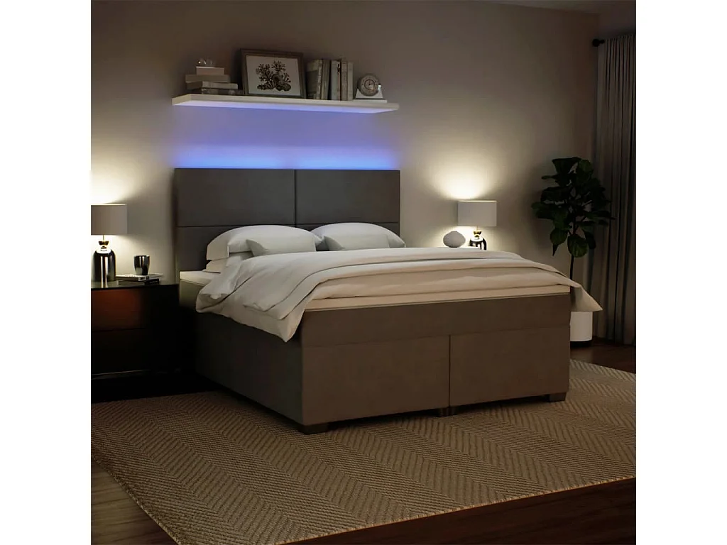 Cama box spring con colchón terciopelo gris claro 180x200 cm