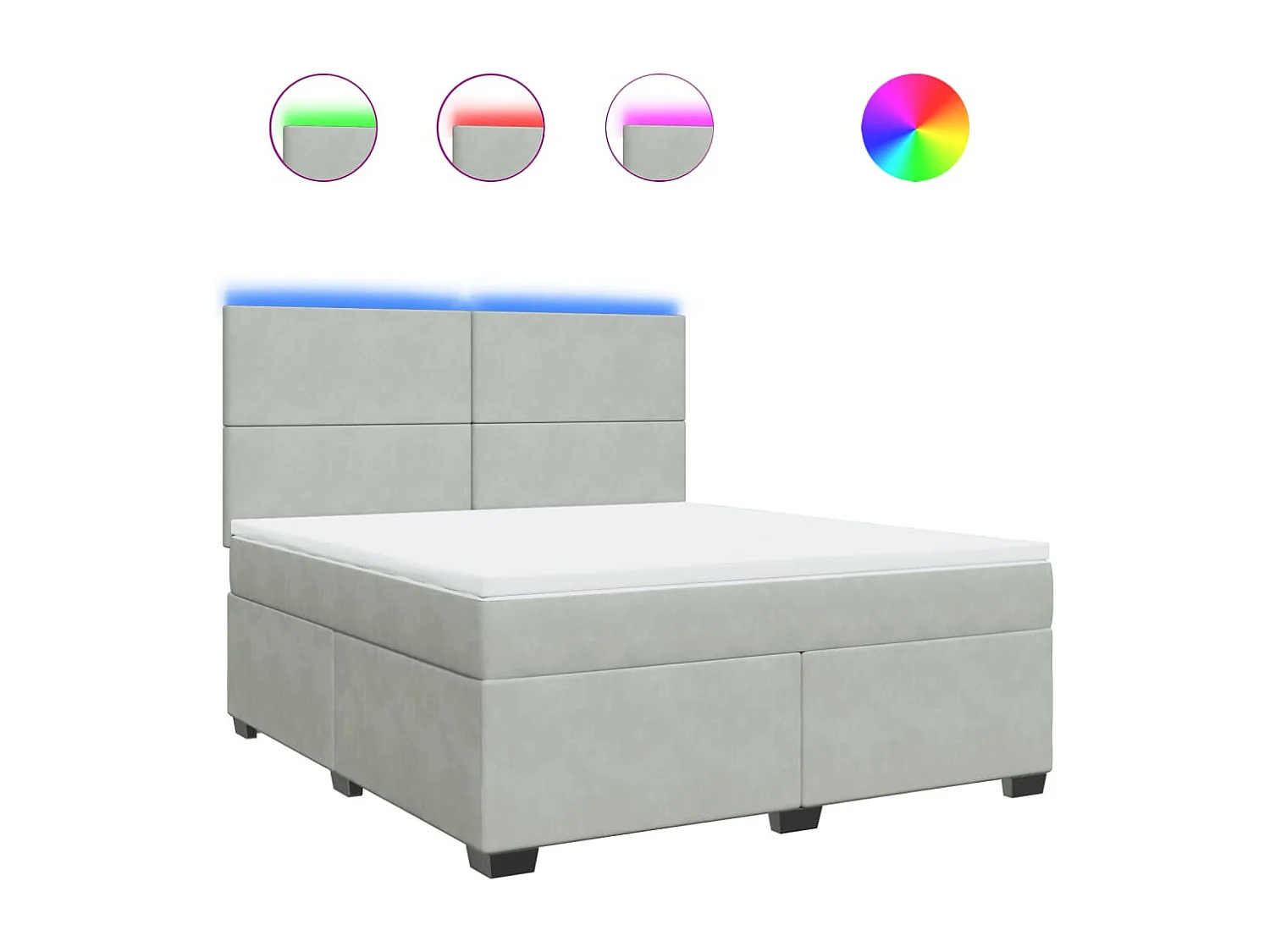 Sommier à lattes de lit et matelas Gris clair 180x200cm Velours