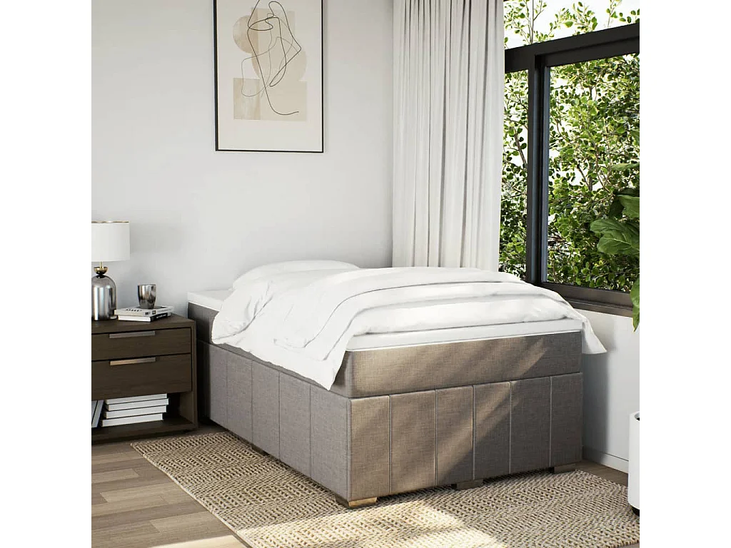 Sommier à lattes de lit avec matelas Taupe 120x200 cm Tissu