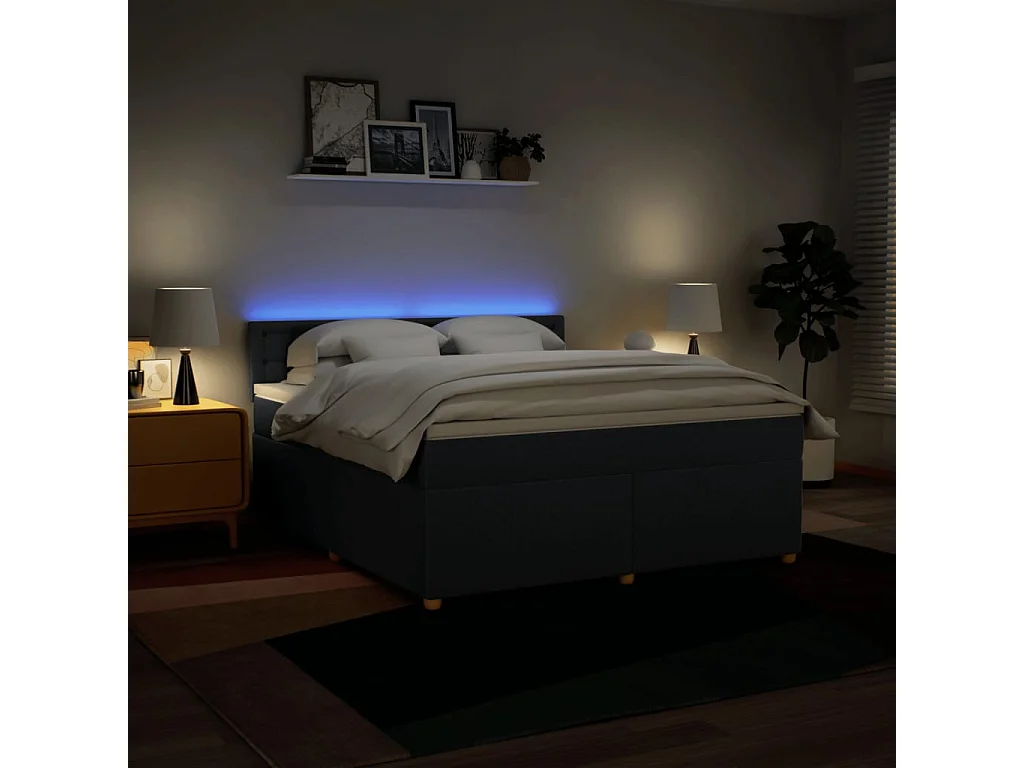 Sommier à lattes de lit avec matelas Bleu 180x200 cm Tissu