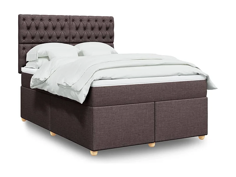 Cama box spring con colchón tela marrón oscuro 140x200 cm