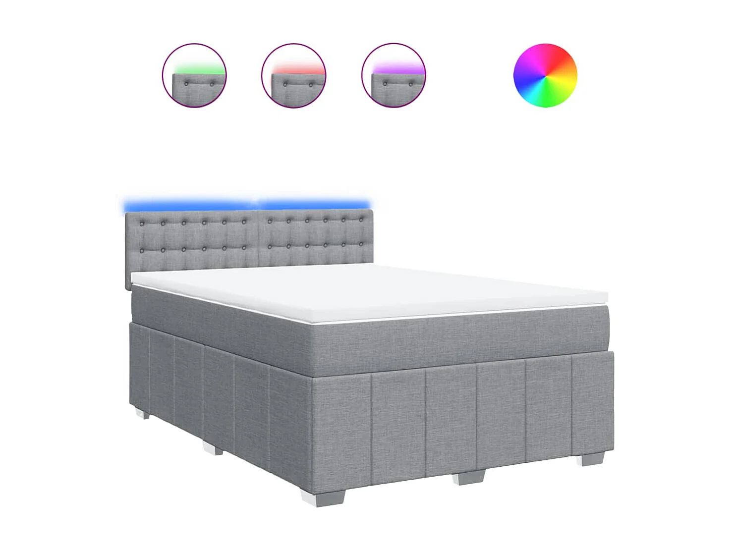 Cama box spring con colchón tela gris claro 140x190 cm