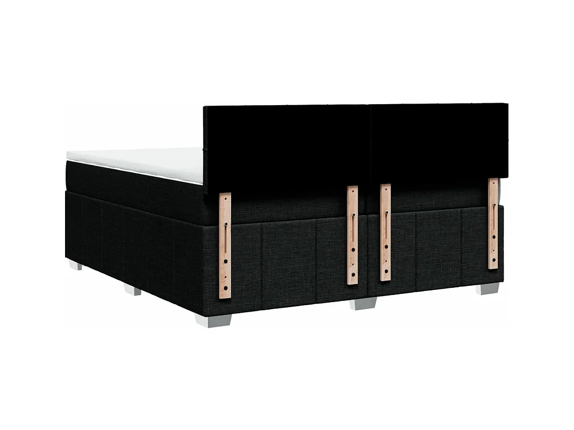 Sommier à lattes de lit avec matelas Noir 200x200 cm Tissu
