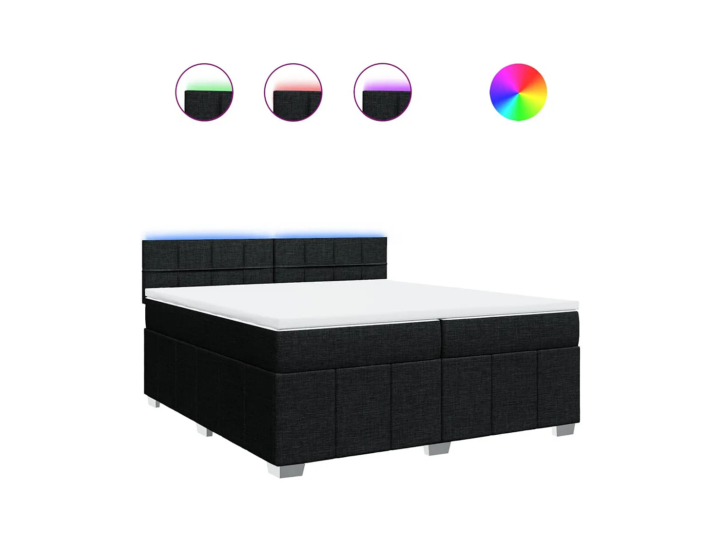 Sommier à lattes de lit avec matelas Noir 200x200 cm Tissu