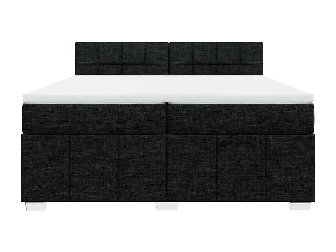 Cama com molas/colchão 200x200 cm tecido preto
