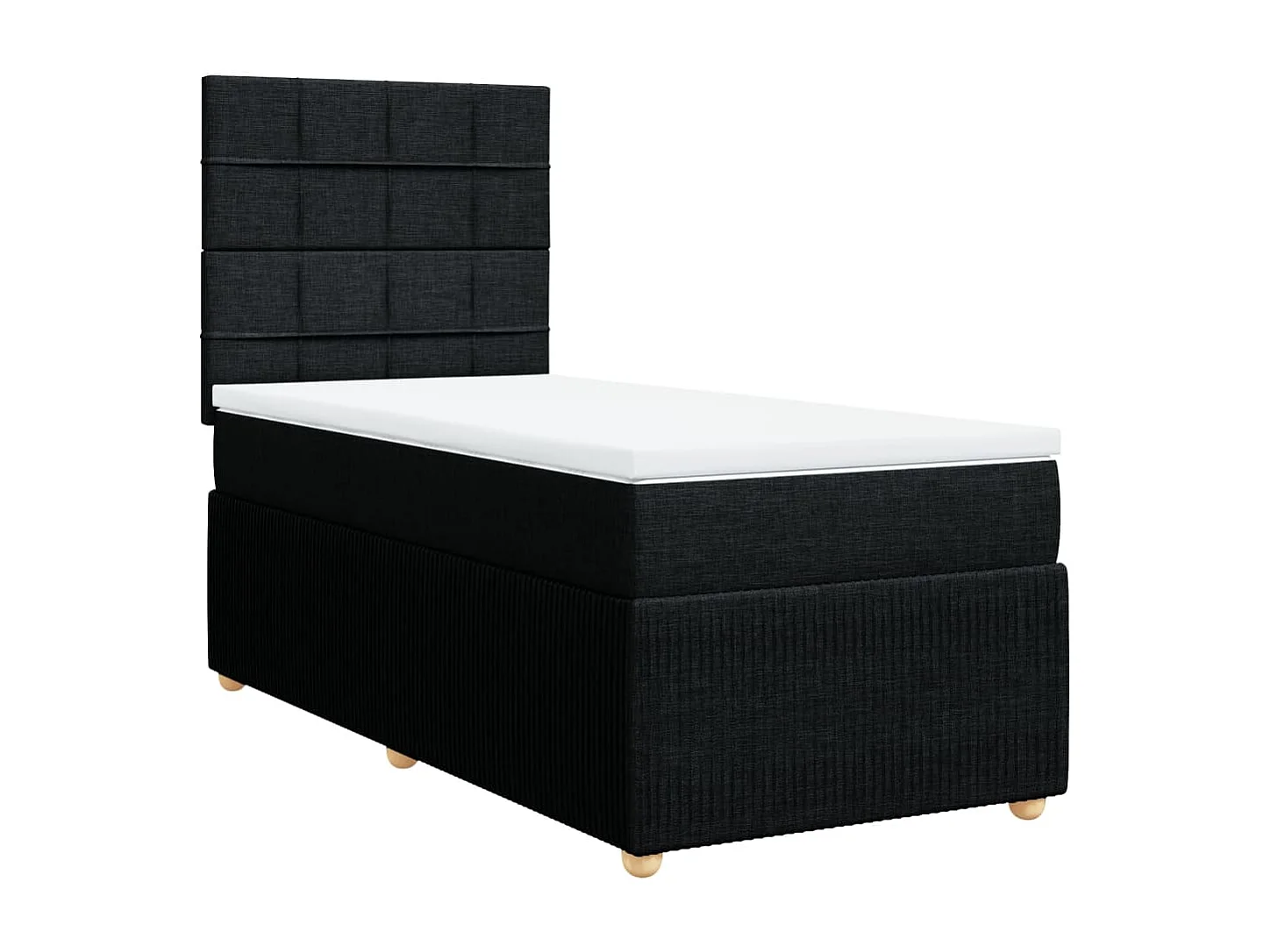 Cama box spring con colchón tela negro 100x200 cm