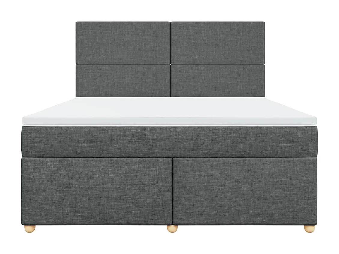 Cama box spring con colchón tela gris oscuro 180x200 cm