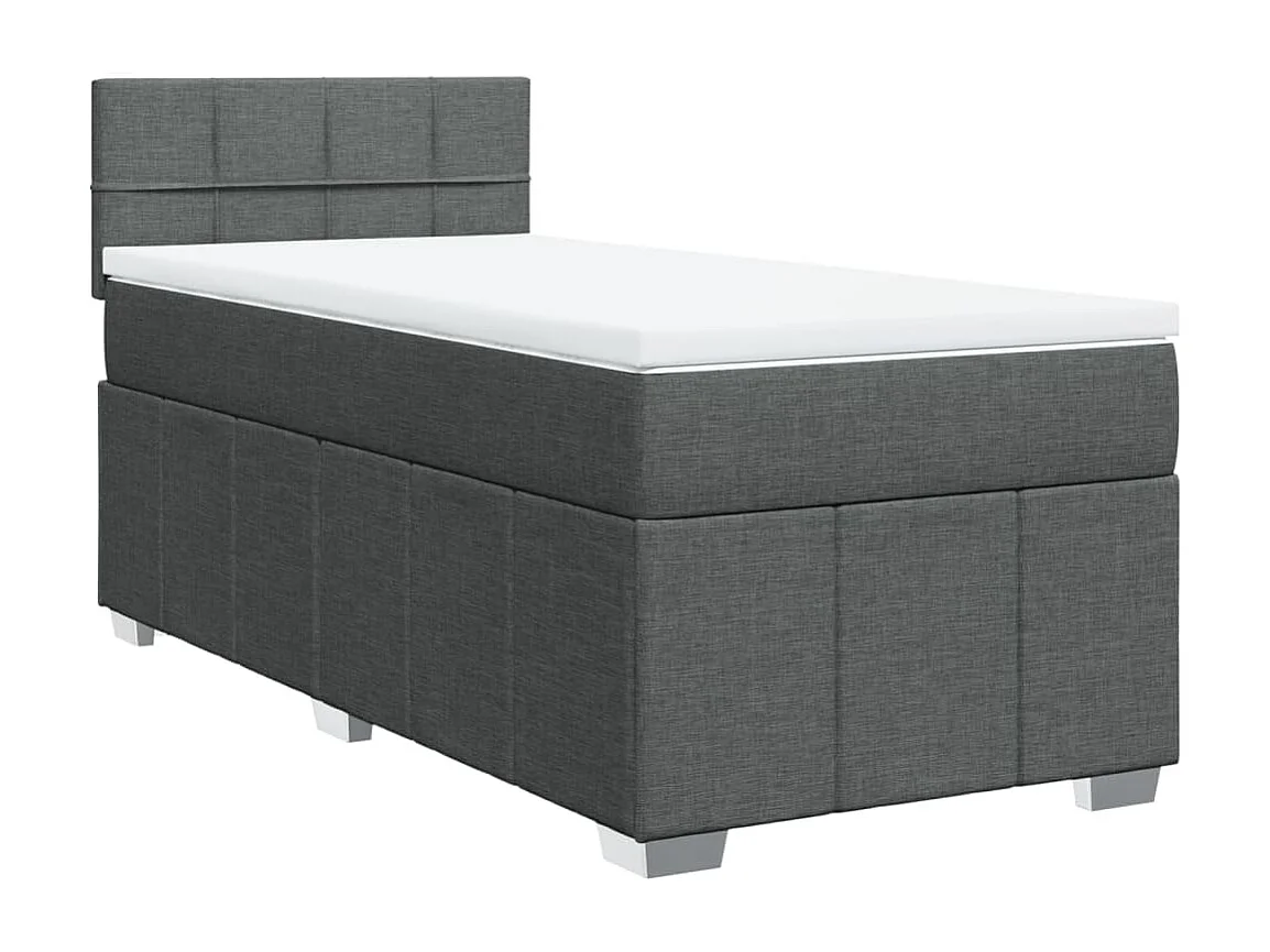 Sommier à lattes de lit avec matelas Gris foncé 90x200 cm Tissu