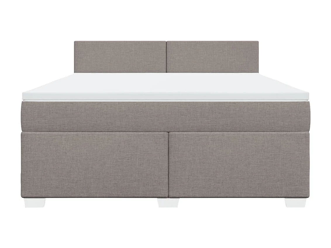 Cama box spring con colchón tela gris taupe 180x200 cm