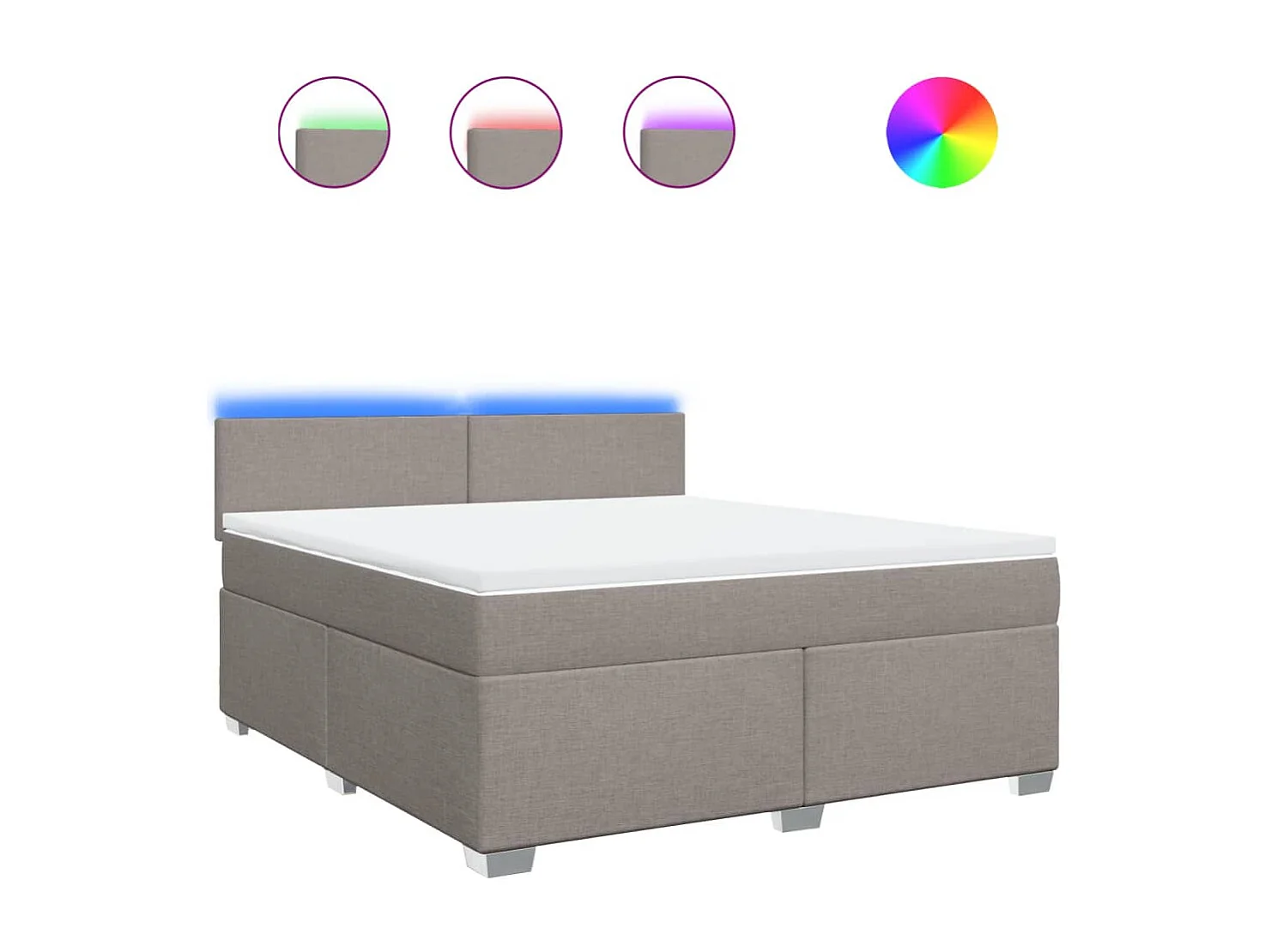 Cama box spring con colchón tela gris taupe 180x200 cm