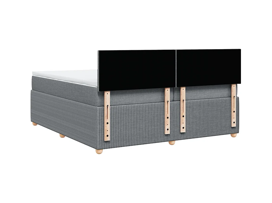 Cama com molas/colchão 200x200 cm tecido cinza-claro