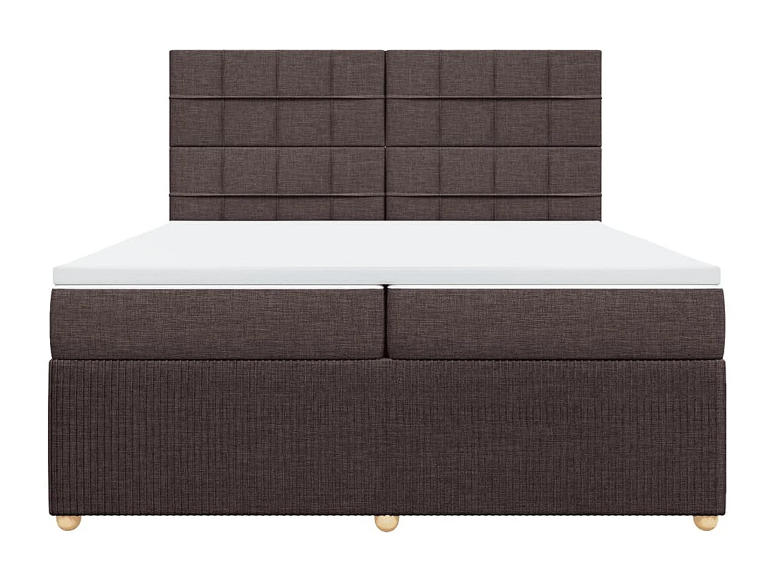 Cama box spring con colchón tela marrón oscuro 200x200 cm