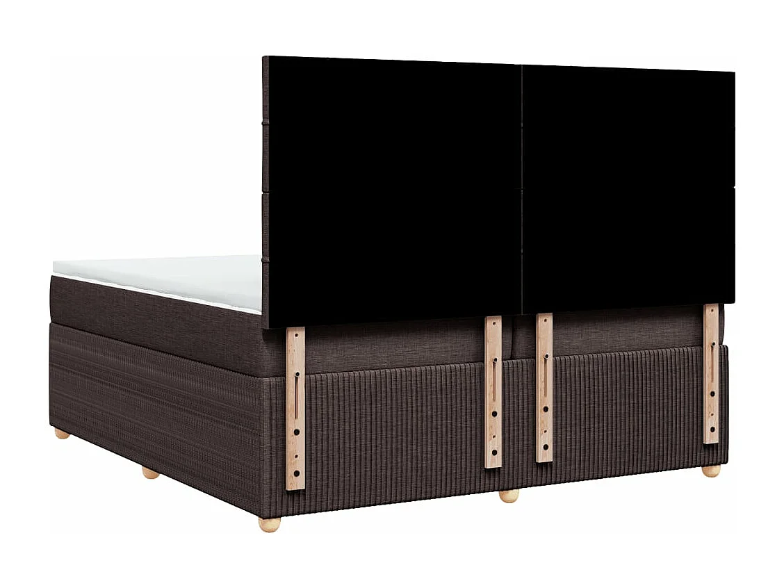 Cama box spring con colchón tela marrón oscuro 200x200 cm