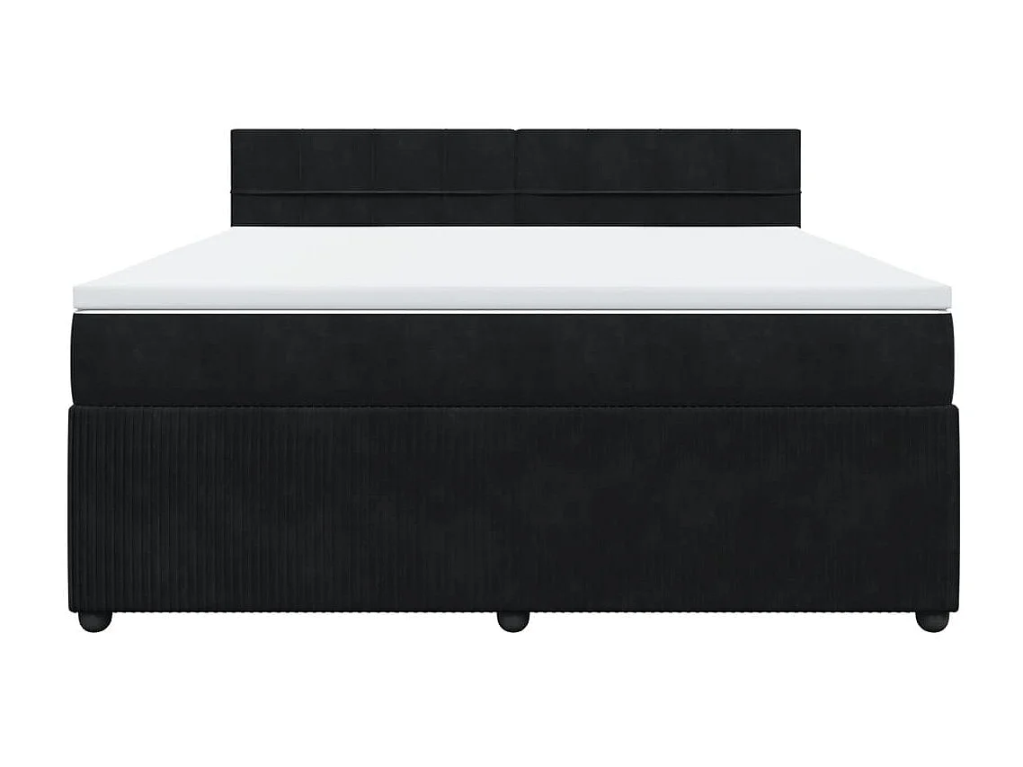 Cama box spring con colchón terciopelo negro 180x200 cm