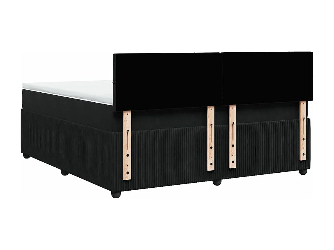 Cama box spring con colchón terciopelo negro 180x200 cm