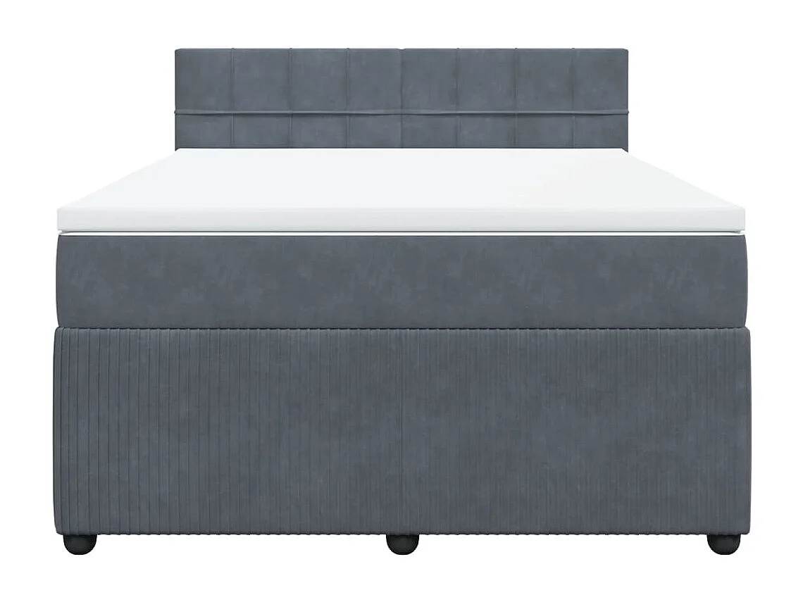 Cama com molas/colchão 140x190 cm veludo cinzento-escuro