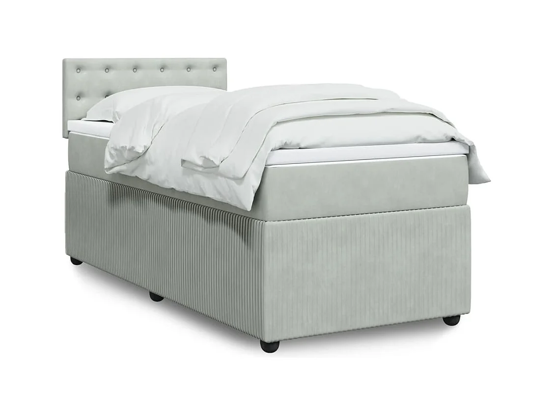 Sommier à lattes de lit et matelas Gris clair 90x200 cm Velours