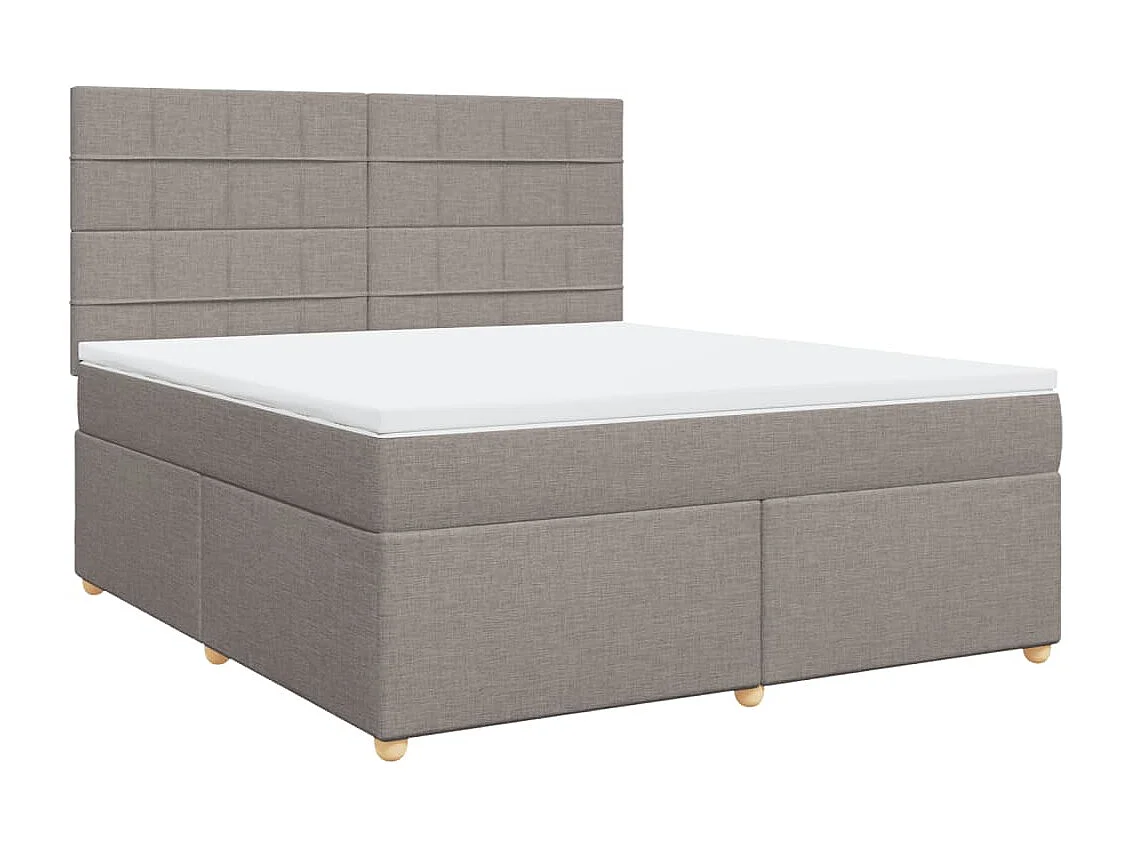 Cama box spring con colchón tela gris taupe 180x200 cm