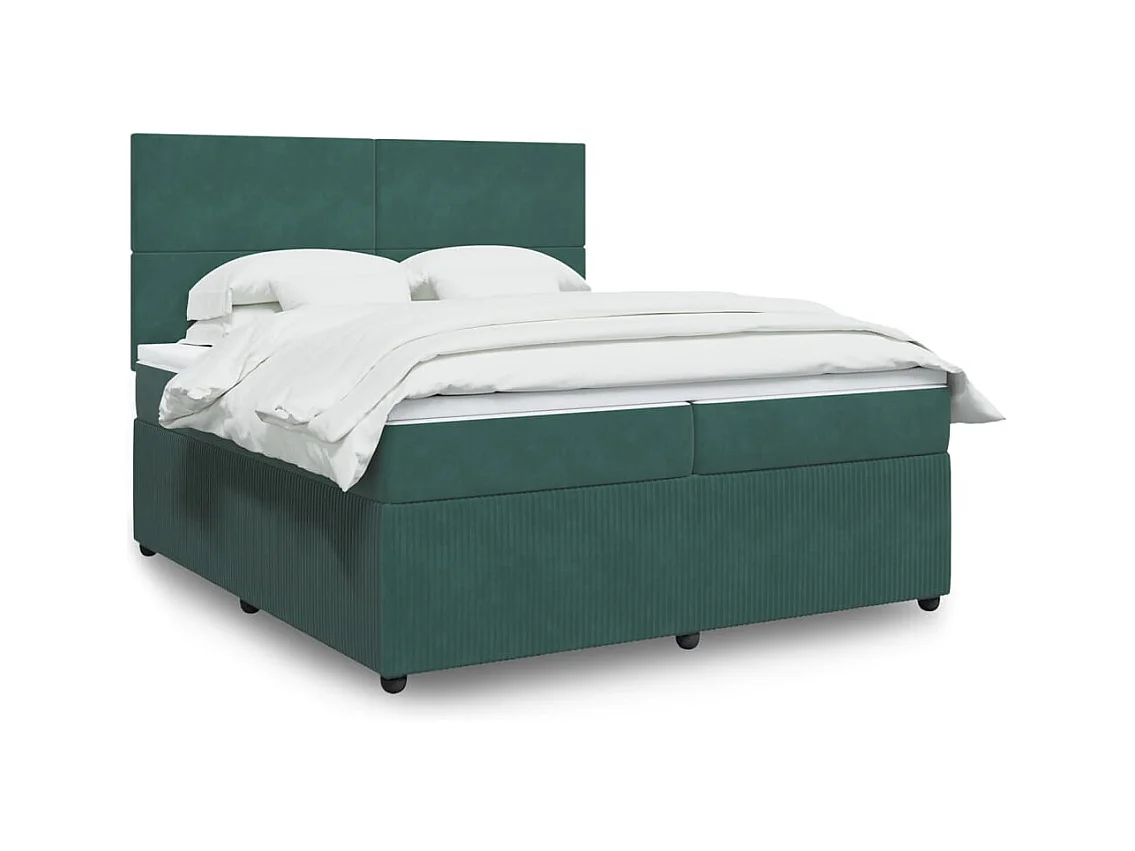 Sommier à lattes de lit et matelas Vert foncé 200x200cm Velours