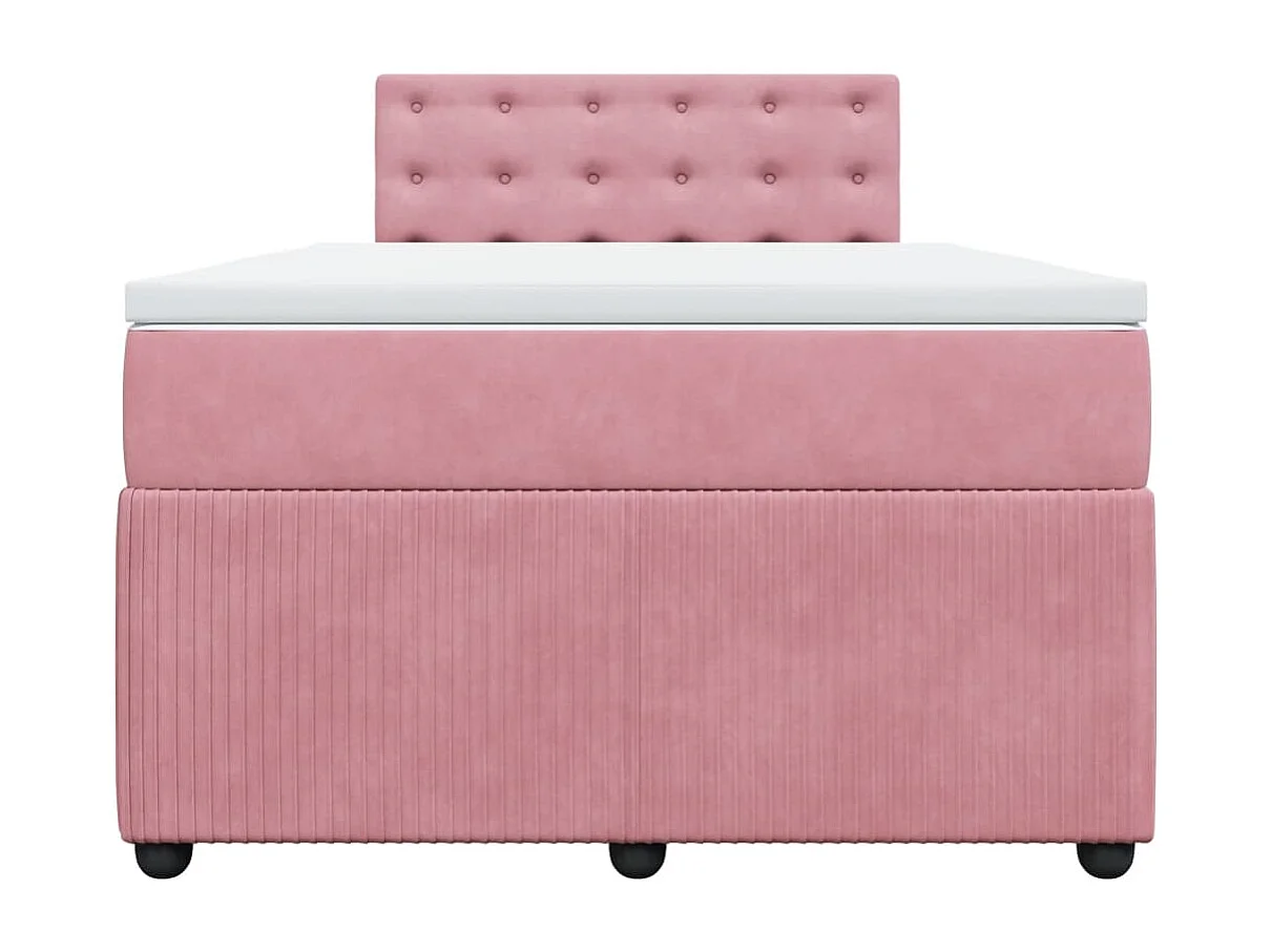 Cama box spring con colchón terciopelo rosa 120x190 cm
