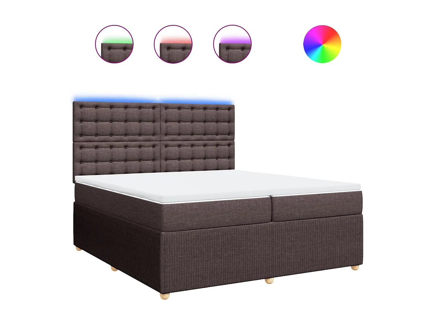 Cama box spring con colchón tela marrón oscuro 200x200 cm