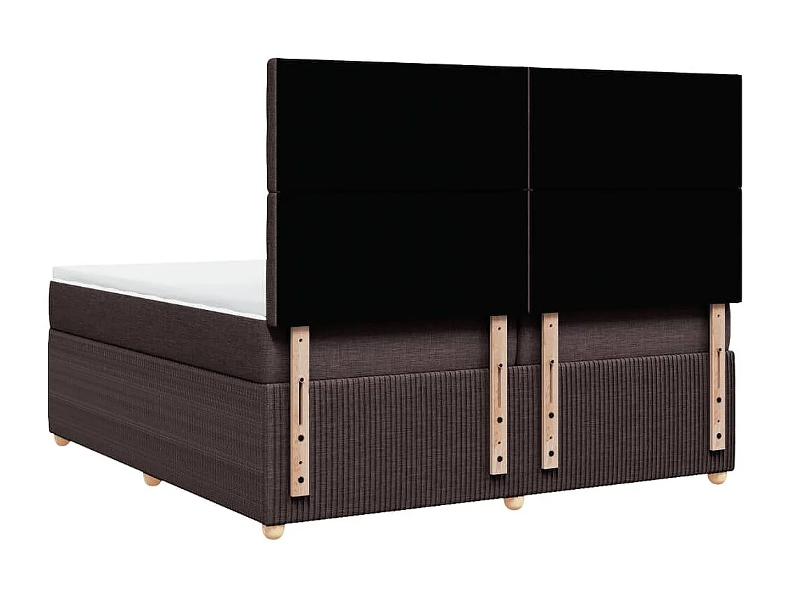 Cama box spring con colchón tela marrón oscuro 200x200 cm