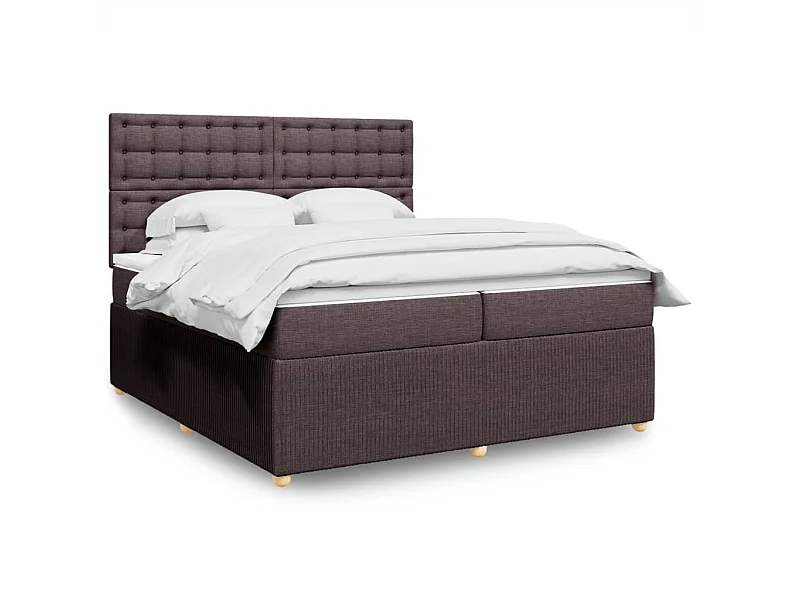 Cama com molas/colchão 200x200 cm tecido castanho-escuro